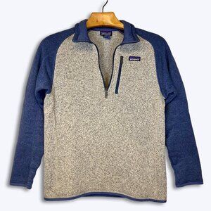Patagonia Better Sweater 1/4 Quarter Zip Fleece Mens M Bleached Stone Navy Blue